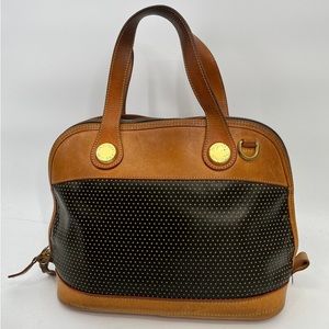 Vintage Dooney & Bourke Black Cabriolet Handbag \ Black and Tan Leather